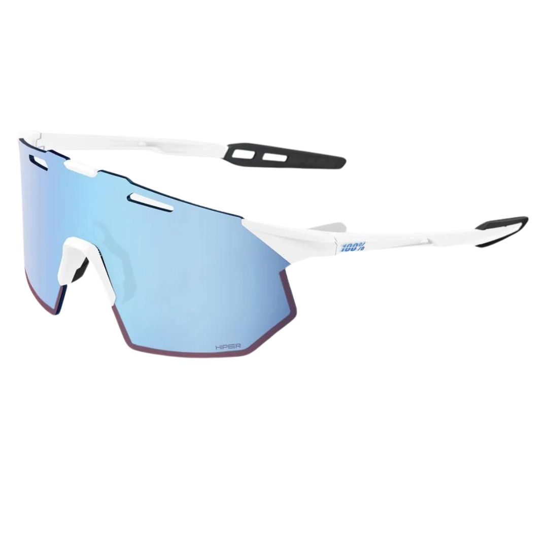 100% Hypercraft SQ White Hiper Blue Lens Sunglasses