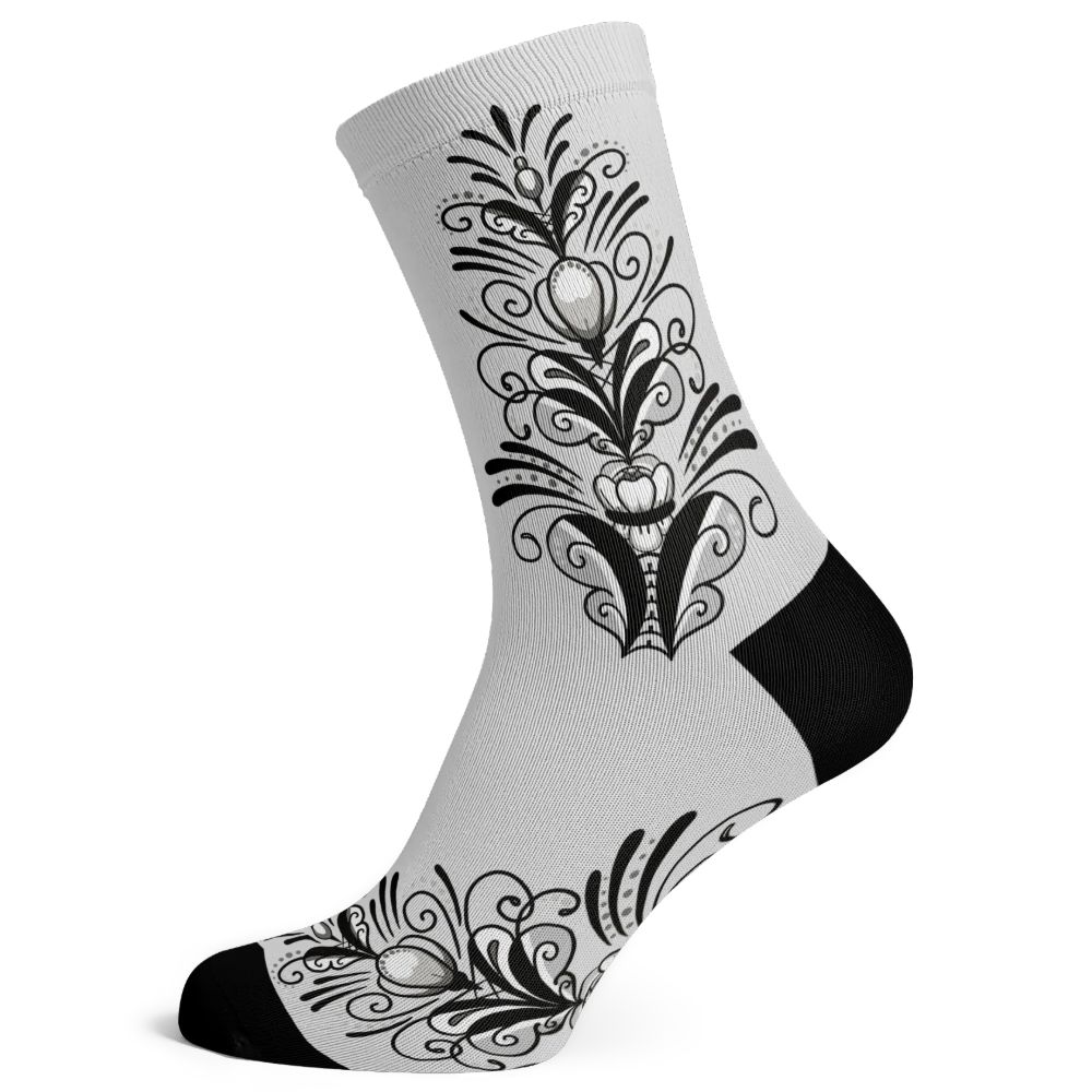 Black and White Kurbits Grey Socks