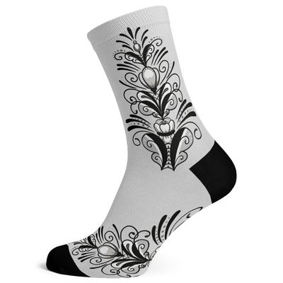 Black and White Kurbits Grey Socks