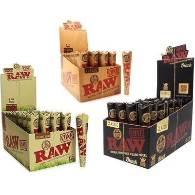 RAW 900 1 1/4 CONES- W GALLERY BOX - 1.25 84 MM PRE ROLLED CONES, 26MM FILTER TIPS, BULK PACK BUNDLE