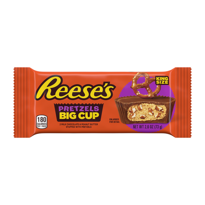 REESE'S Big Cup with Pretzels King Size Peanut Butter Cups, 2.6 oz