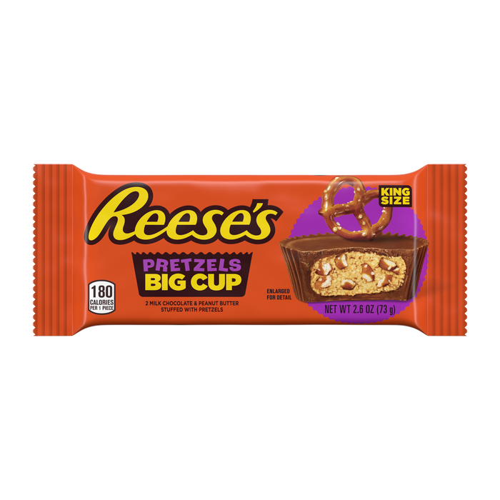 REESE&#39;S Big Cup with Pretzels King Size Peanut Butter Cups, 2.6 oz