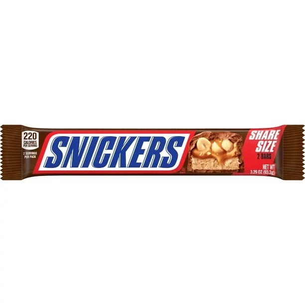Snickers Milk Chocolate Candy Bars, Share Size - 3.29 oz