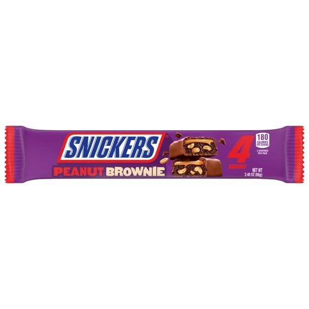 Snickers Peanut Brownie Squares Share Size Chocolate Candy Bar, 2.4 oz