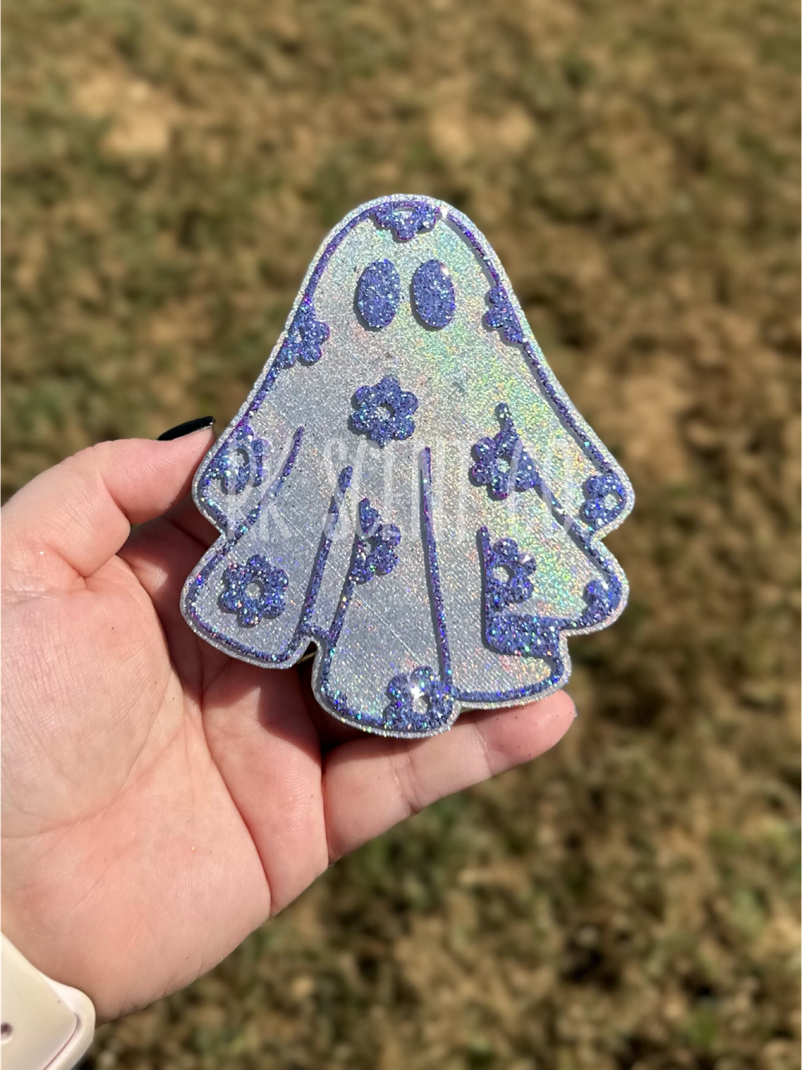 Silver Holographic Floral Ghost