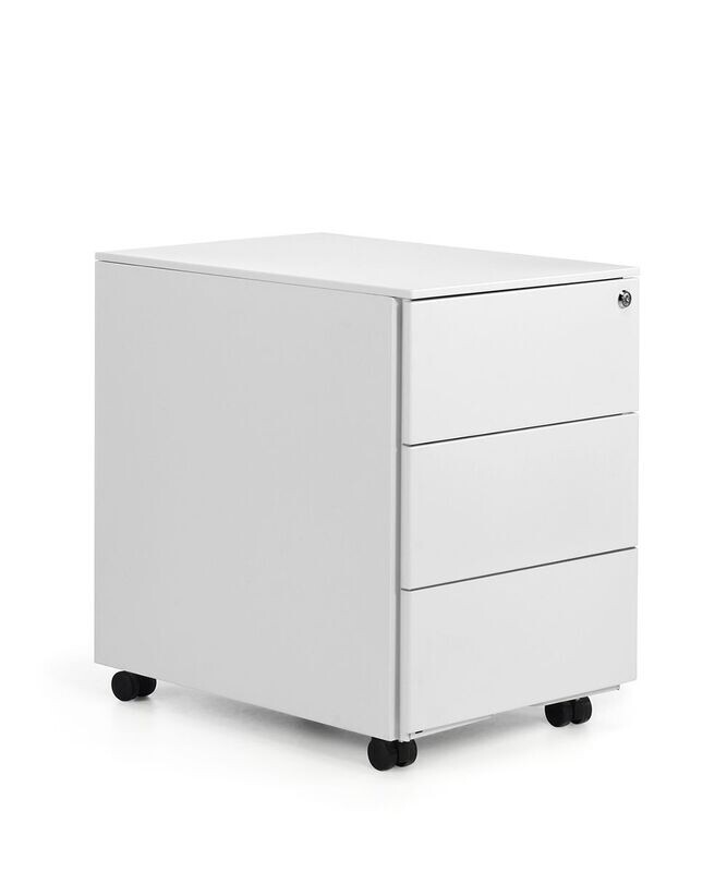 CAJONERA ATENAS 3 CAJONES METÁLICA BLANCO CON ANTIVUELCO.