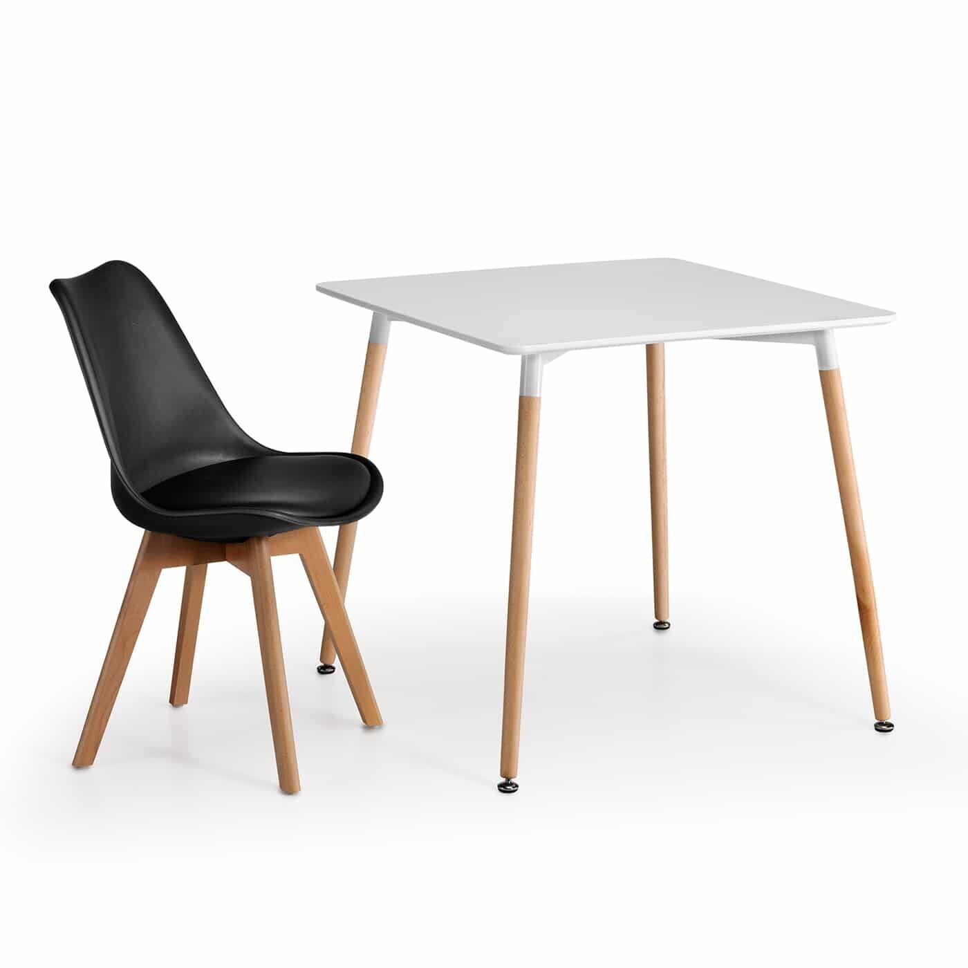 MESA DE 4 PATASTAPA BLANCA 80x80 PATAS EN MADERA