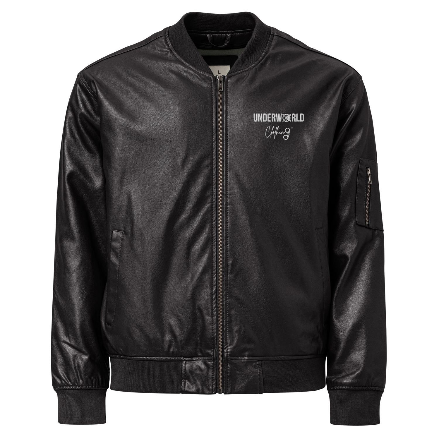 Vault &amp; Cuff Logo Leather Bomber Jacket