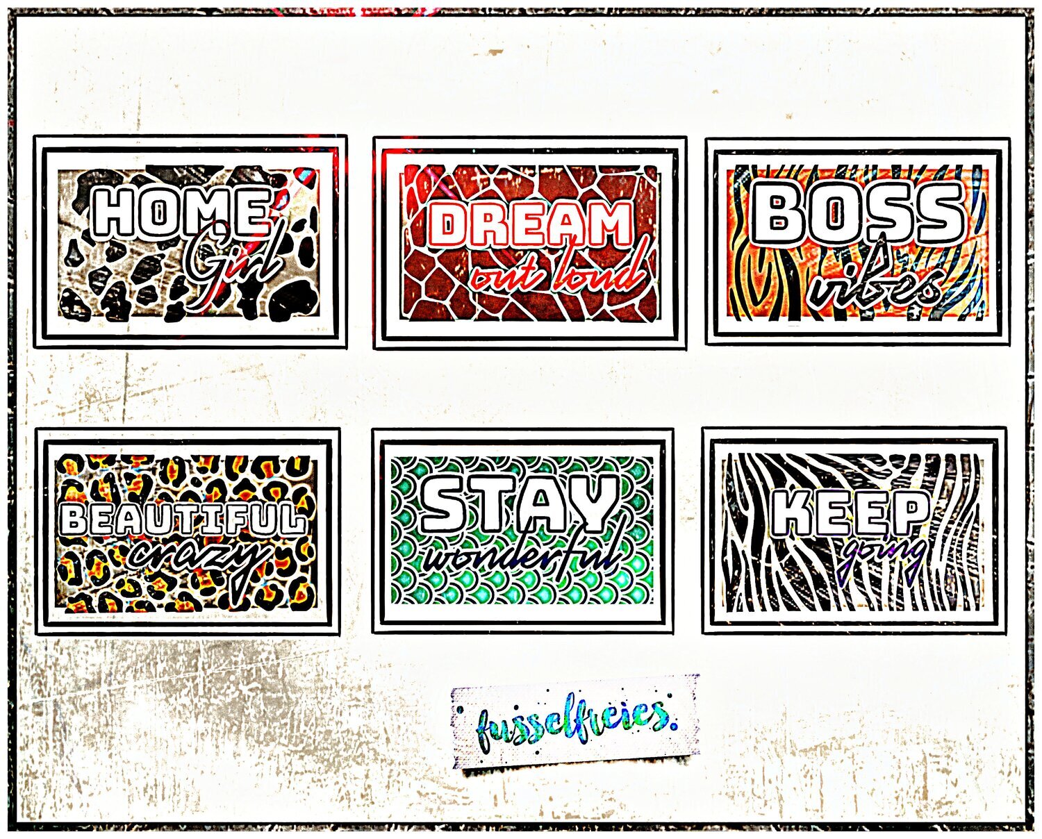 Tierisch gut - Tierfellmuster &amp; Sprüche - Plotterdatei DXF SVG Zebra, Leopard, Tiger, Kuh, Fisch, Giraffe Design (Adventskalender 2020)