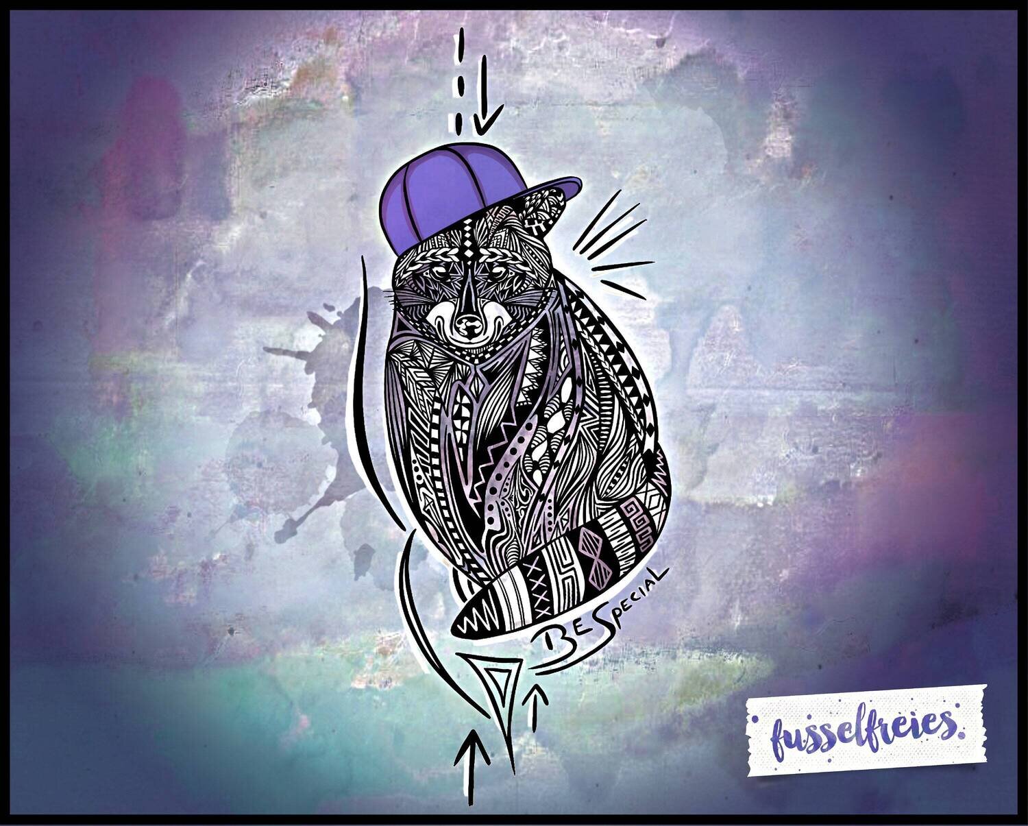 Boho Waschbär Plotterdatei DXF SVG (aus dem Adventskalender 2019) von  Fusselfreies