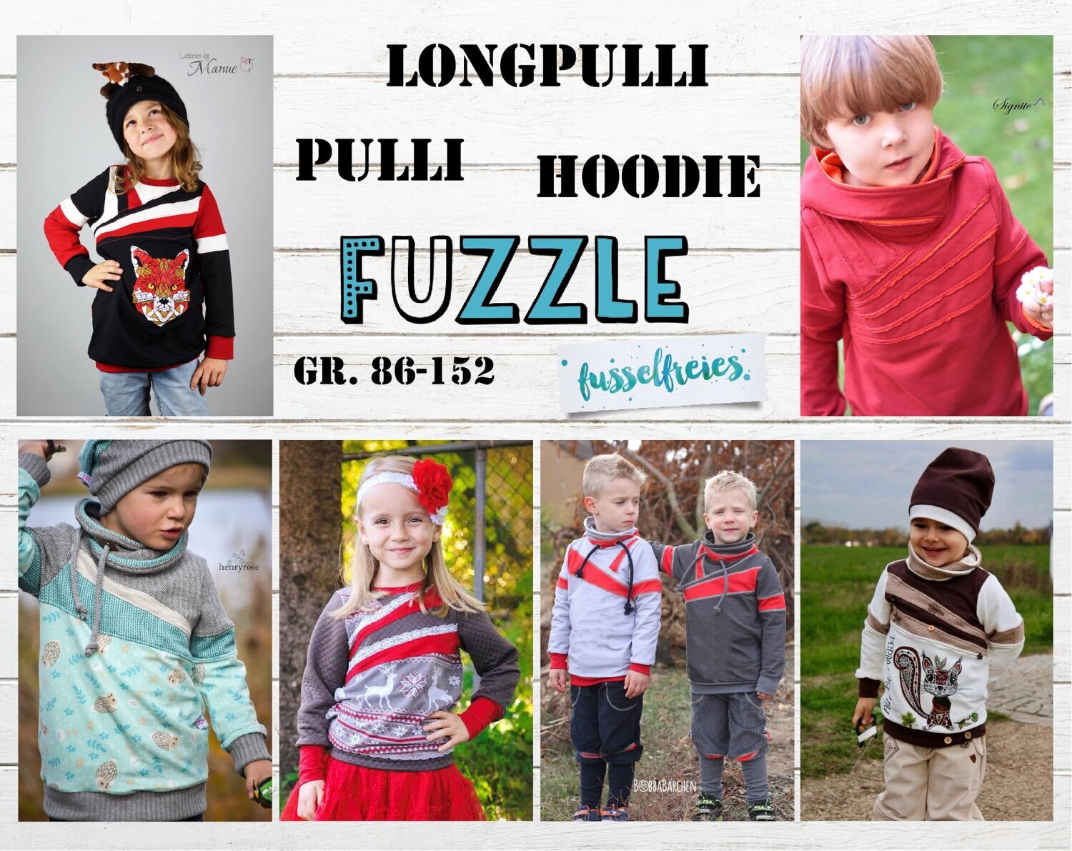 Kombi  eBook TEENIE FUZZLE + FUZZLE 

Kinder Hoodie Pulli Longpulli  Schnittmuster Unisex Gr. 86-176 zum ausdrucken (A4 und A0 Format) ohne Nz