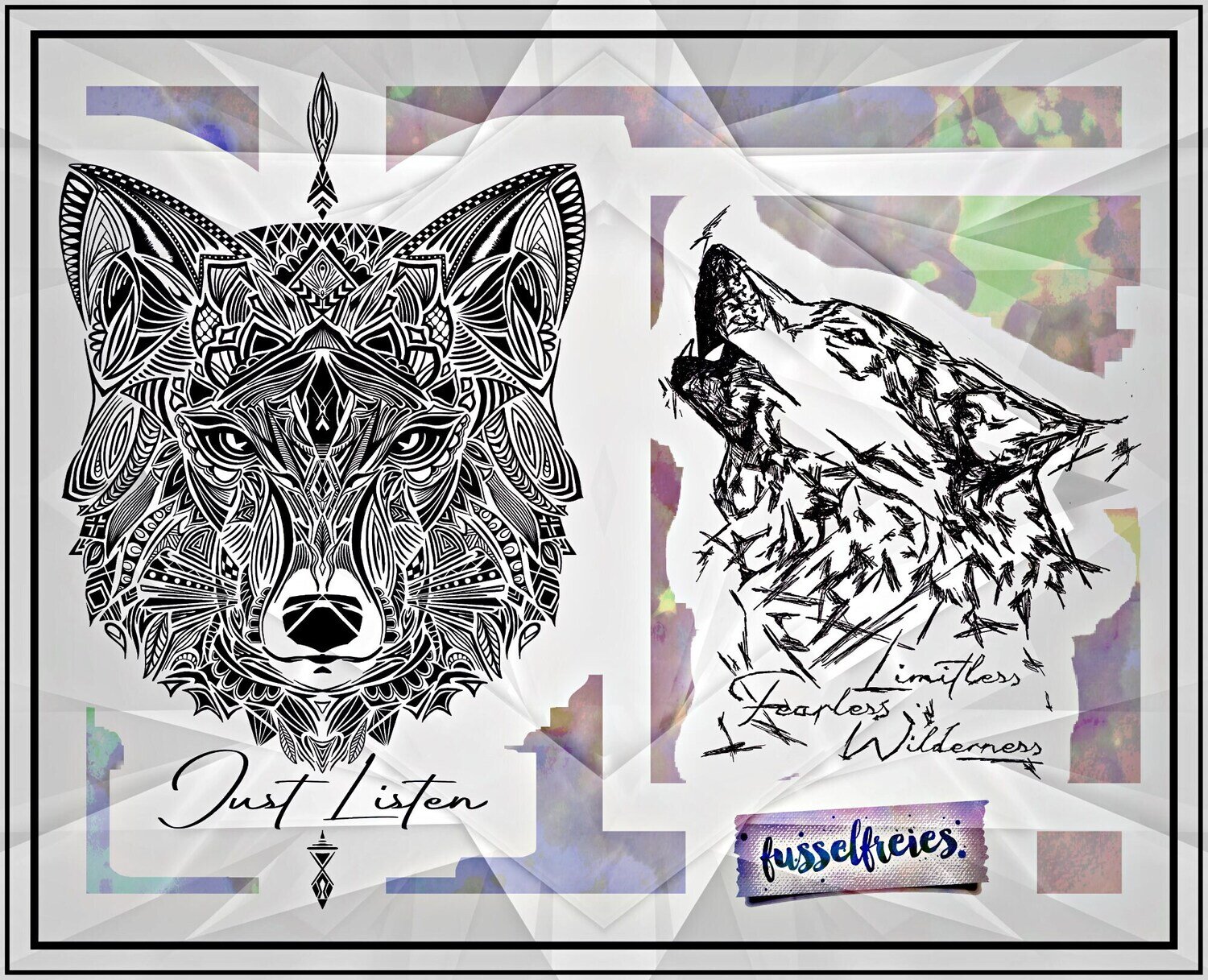 Die Wölfe 3.0 - Das Boho Meisterstück vom Wolf Plotterdatei Plottervorlage DXF SVG von Fusselfreies
