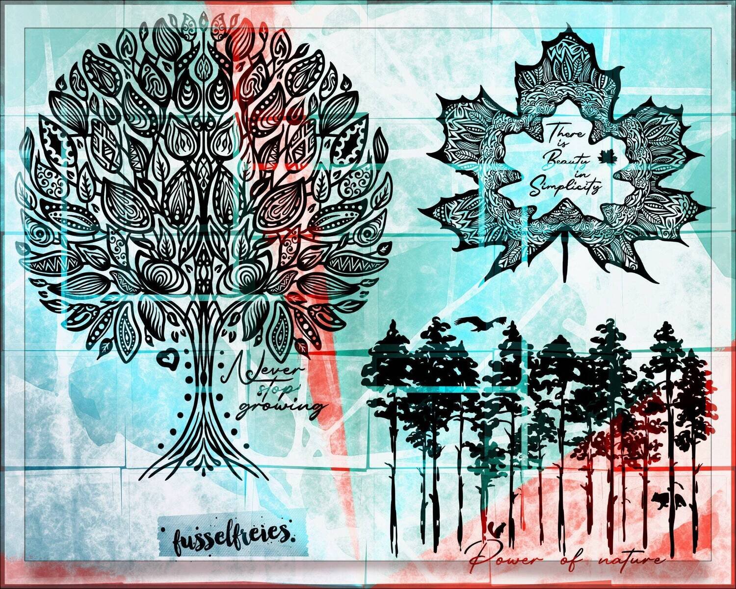 Lebensbaum Vol4 Plotterdatei DXF SVG Ahornblatt - Wald Skizze Designs von Fusselfreies