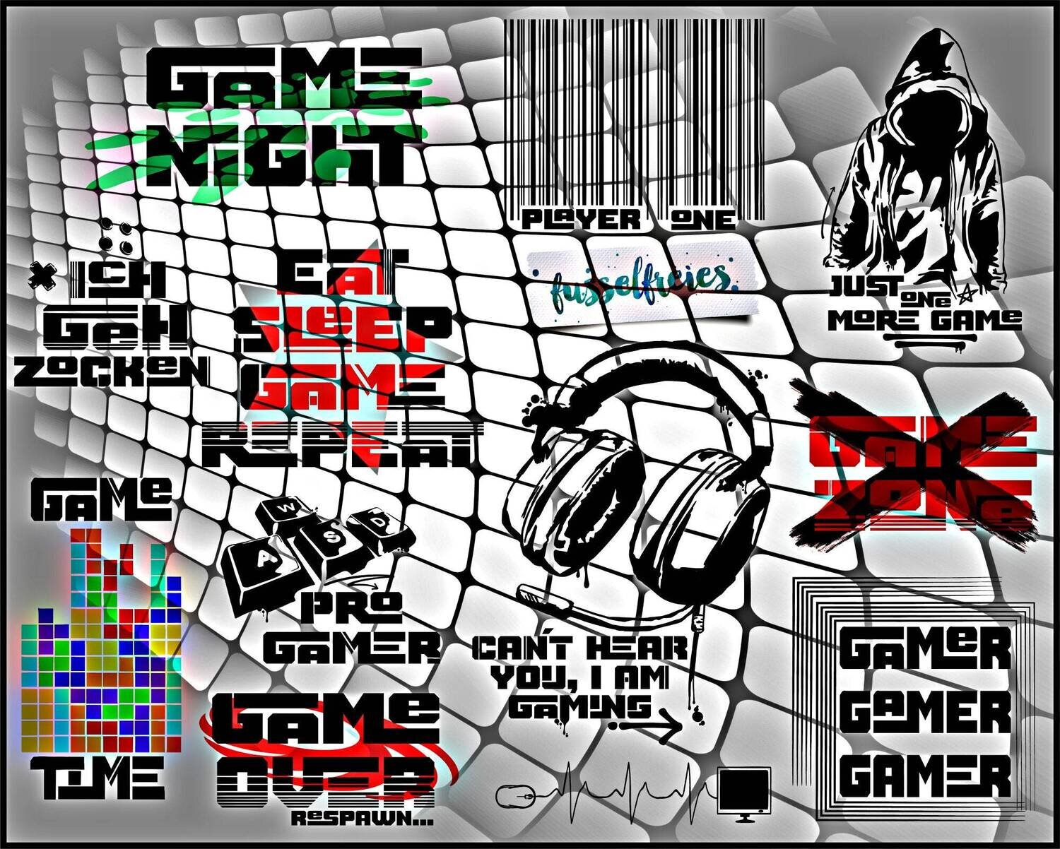 Gaming Designs - Plotterdatei DXF SVG Gamer, Games, Spiele, Konsole, PC  von Fusselfreies