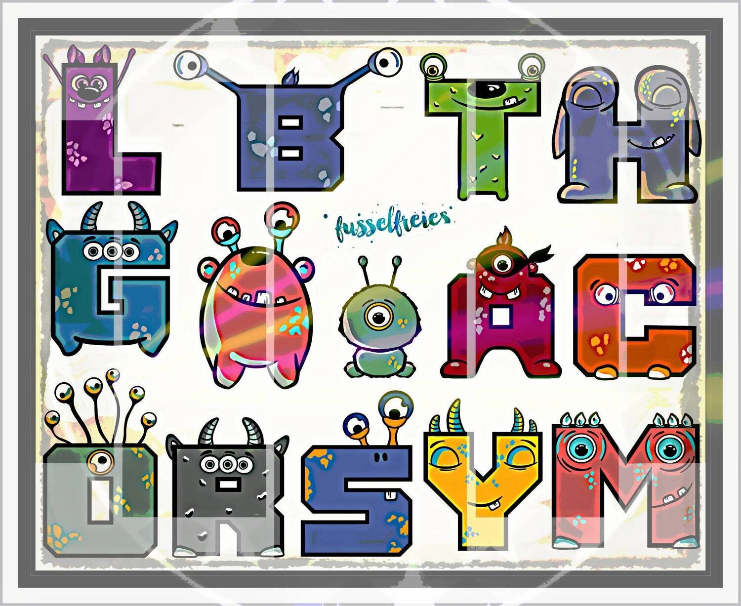 Fussel Monster Alphabet ABC Plotterdatei DXF SVGvon Fusselfreies