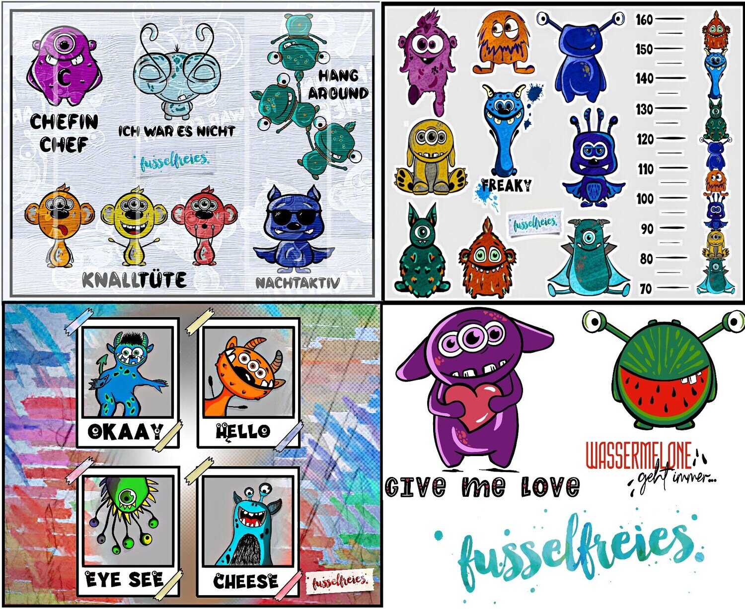 Megapack Fussel Monster Plotterdatei DXF SVG von Fusselfreies