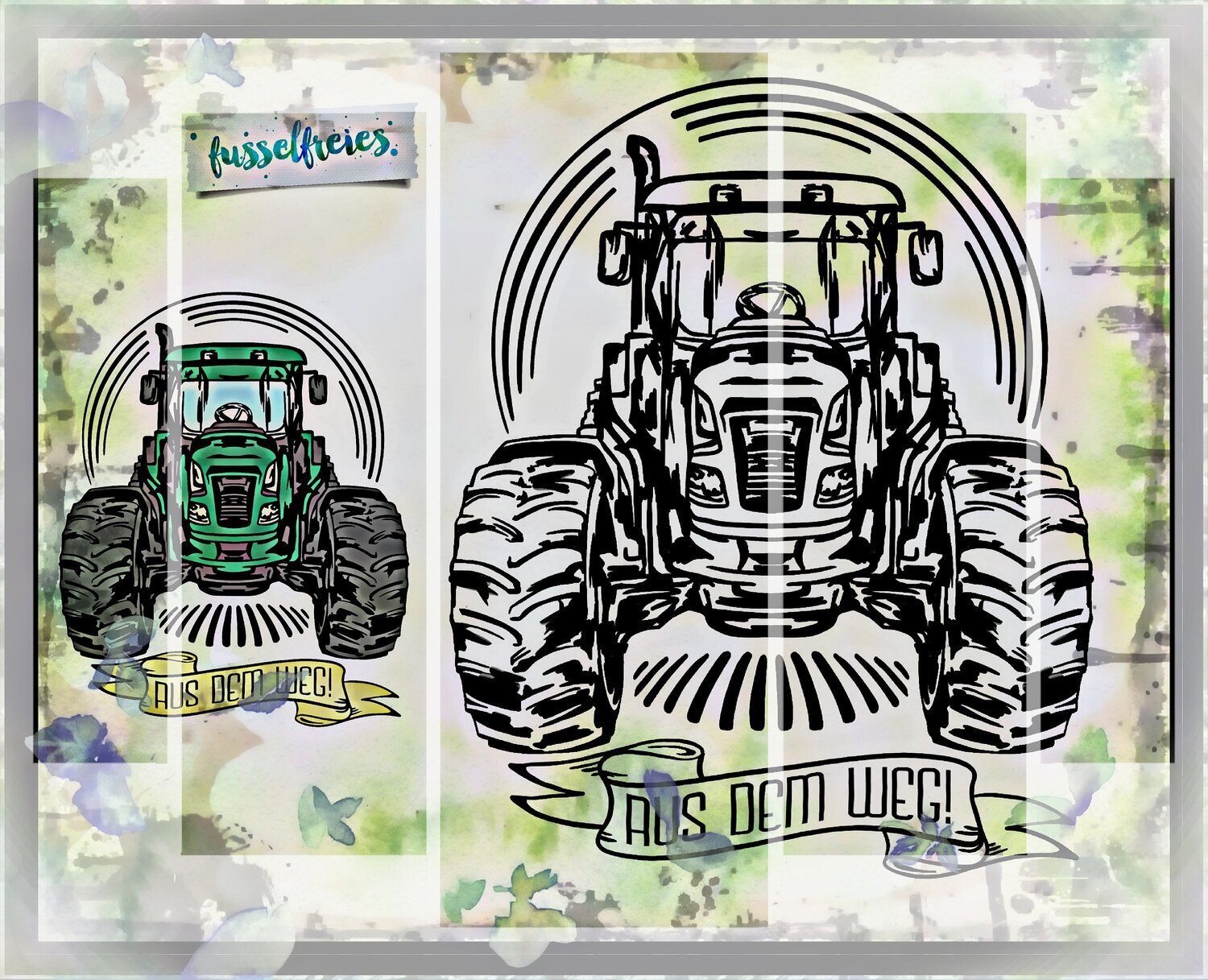 Traktor Trecker Design Plotterdatei DXF SVG von Fusselfreies (aus Adventskalender 2021)