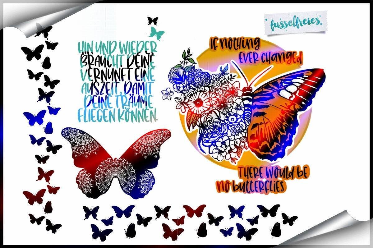 Design Butterfly Love Vol2 - special edition 2019 (aus dem Adventskalender 2019) Schmetterling Plotterdatei DXF SVG von  Fusselfreies