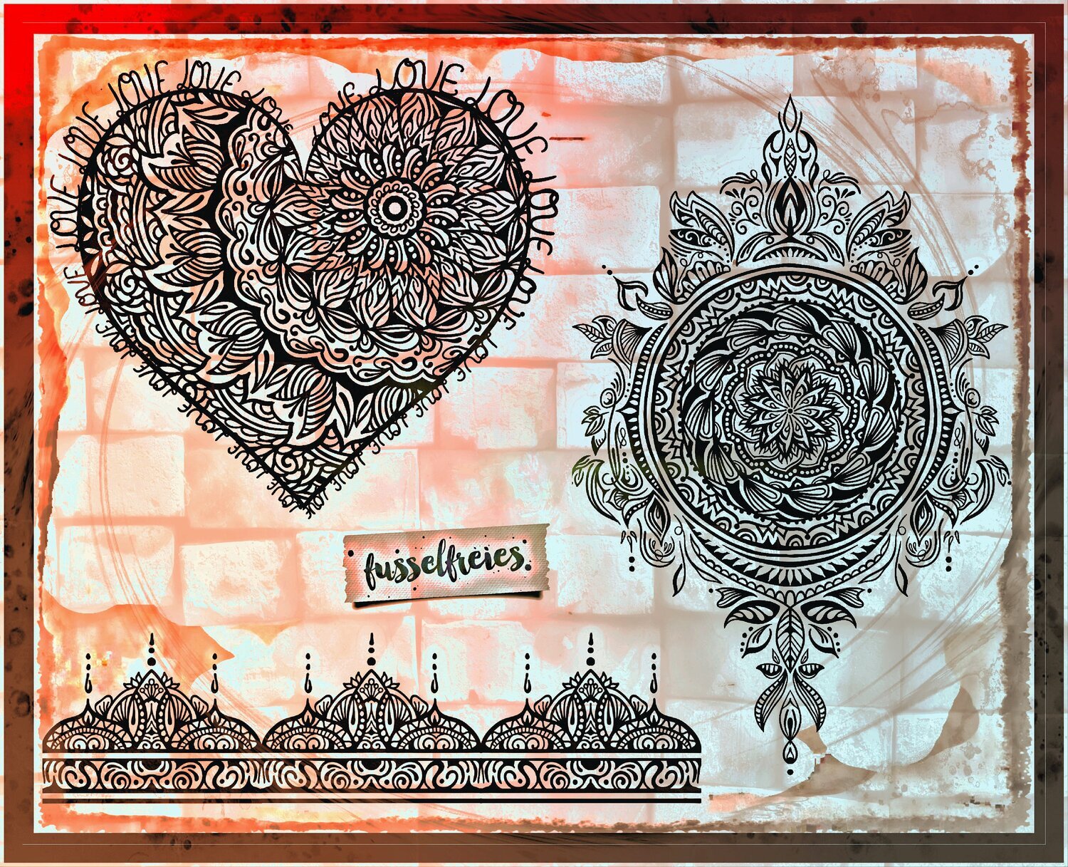 Mandalas - Herz, Bordüre, großes Mandala - Plotterdatei DXF SVG  von Fusselfreies (aus Adventskalender 2021)