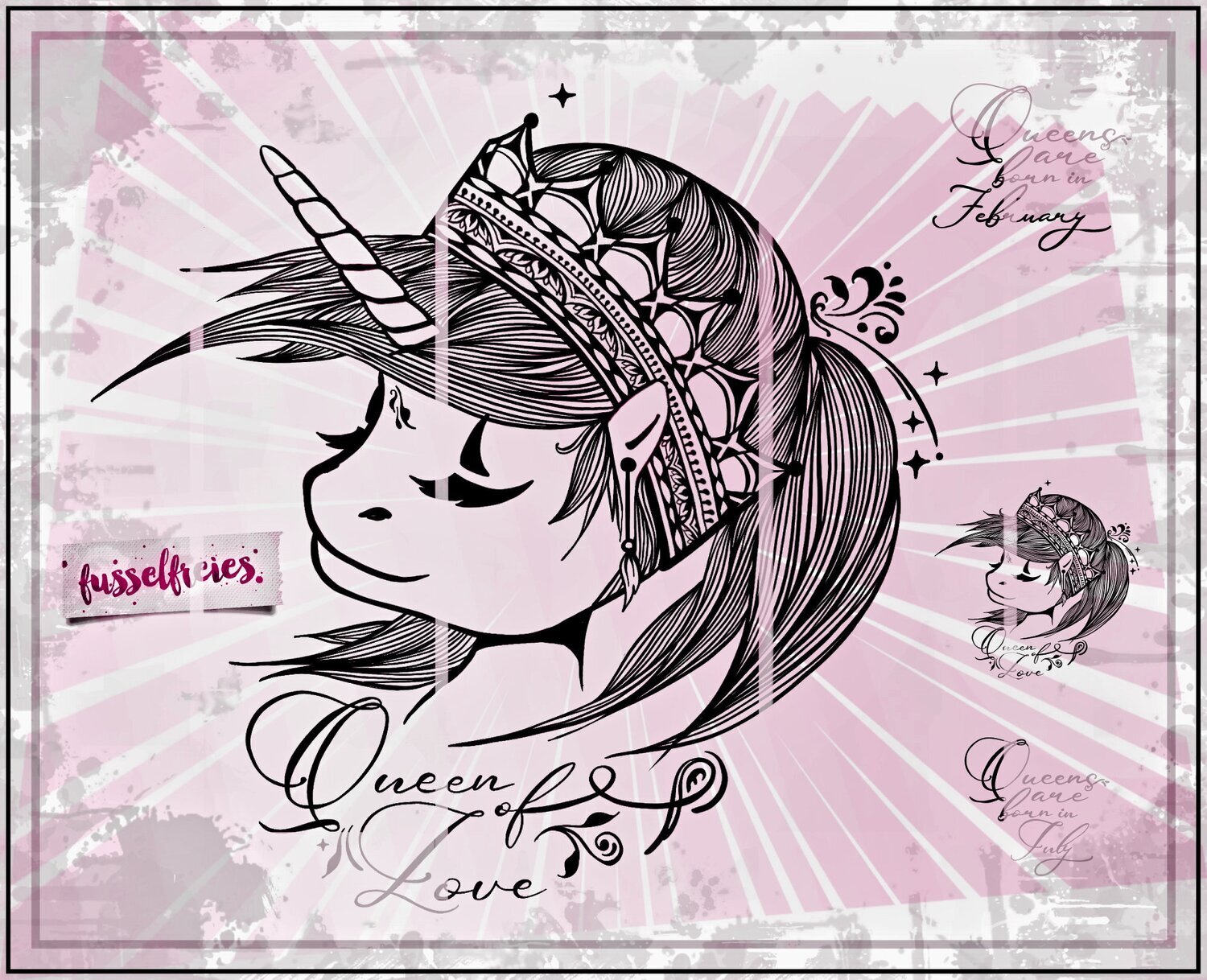 Boho Einhorn Queen + Pferd Plotterdatei DXF SVG von Fusselfreies