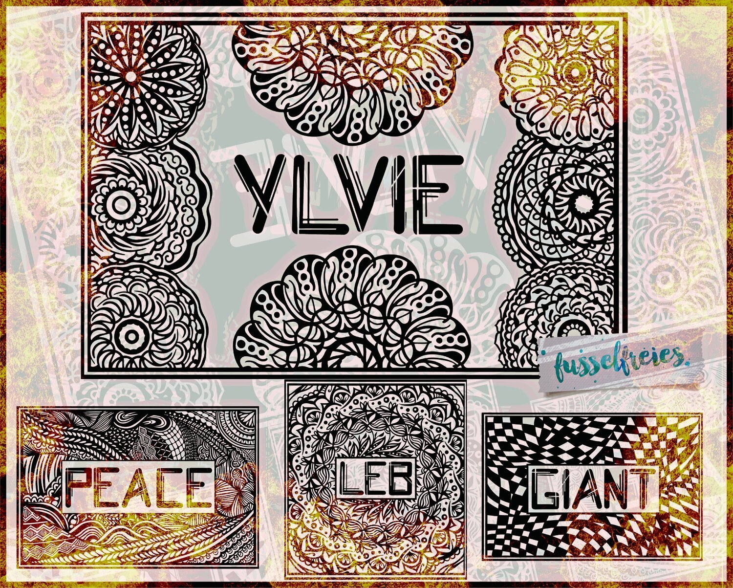 Boho / Mandala Rahmen + Schrift Plotterdatei DXF SVG von Fusselfreies