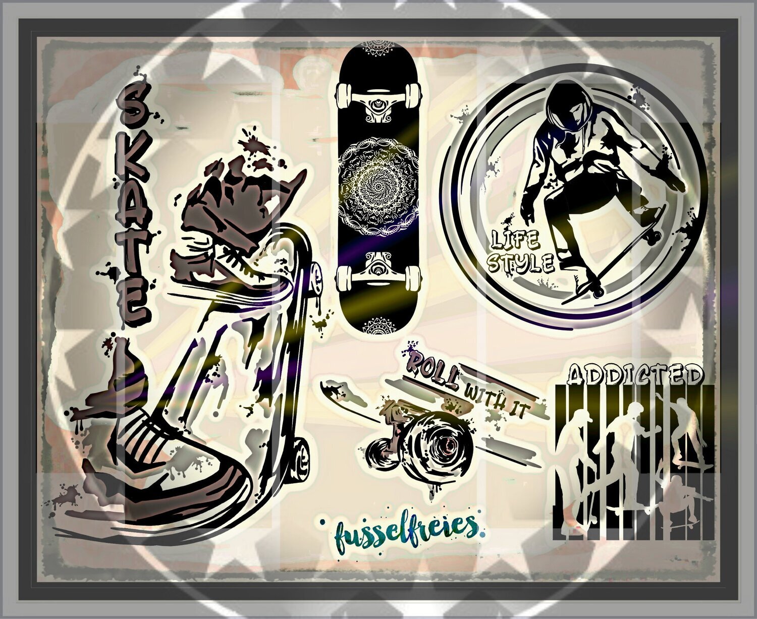 Skater &amp; Skateboard Vol2 -  Plotterdatei DXF SVG  von Fusselfreies