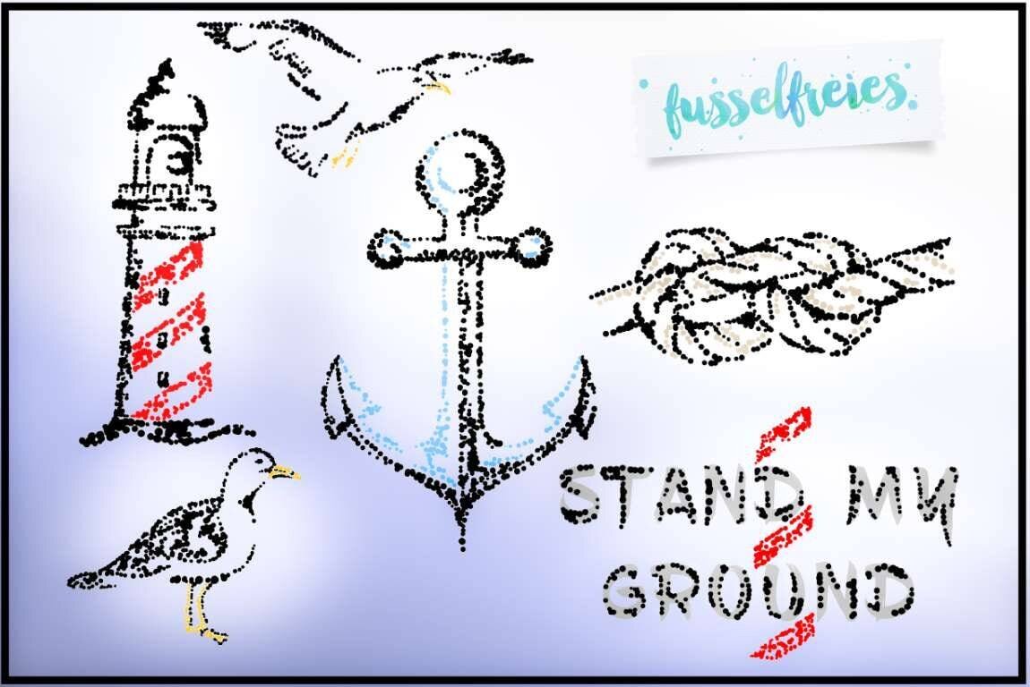 Dotted: Maritim - Plotterdatei DXF SVG Anker, Leuchtturm, Seemanns Knoten, Möwe (aus dem Adventskalender 2019) von  Fusselfreies