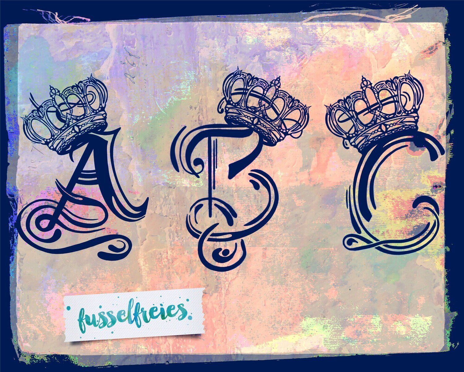 Design Royal Alphabet - Königliches ABC + Zahlen Vintage von Plotterdatei DXF SVG Fusselfreies