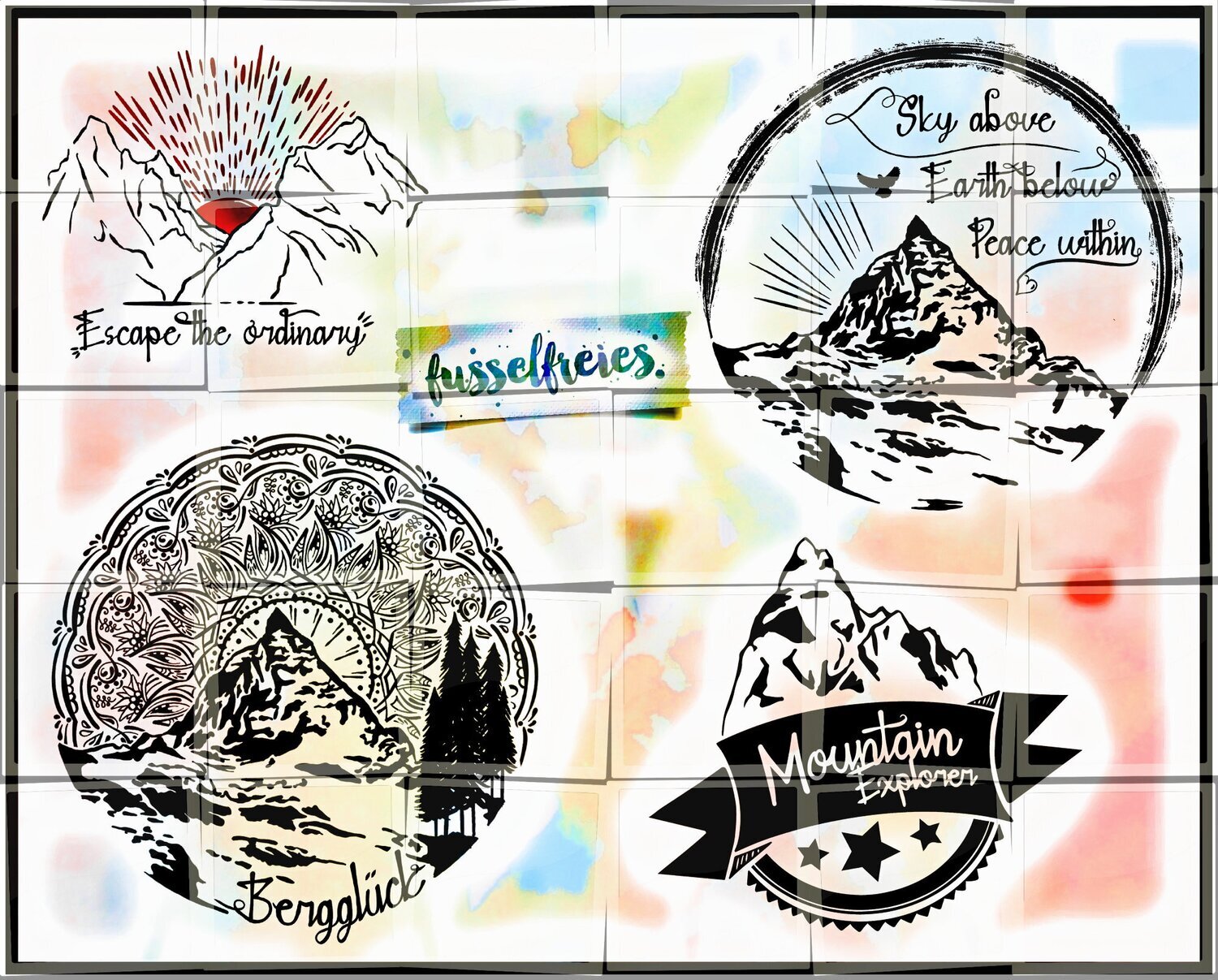 In den Bergen Vol2 - Plotterdatei DXF SVG Matterhorn, Berge, Alpen, Rocky Mountains von Fusselfreies