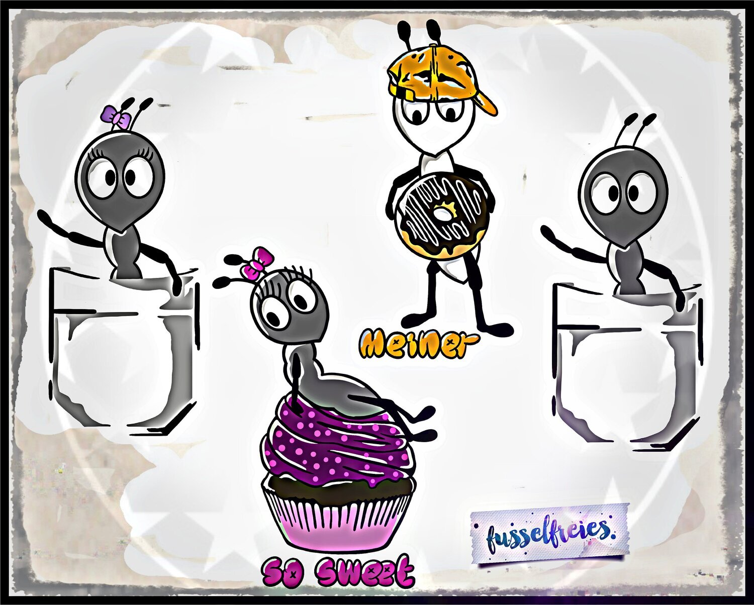 Anton &amp; Antonia Sweets Edition Plotterdatei DXF SVG Cupcake Donut Süßigkeiten Ameisen von  Fusselfreies (aus Adventskalender 2021)