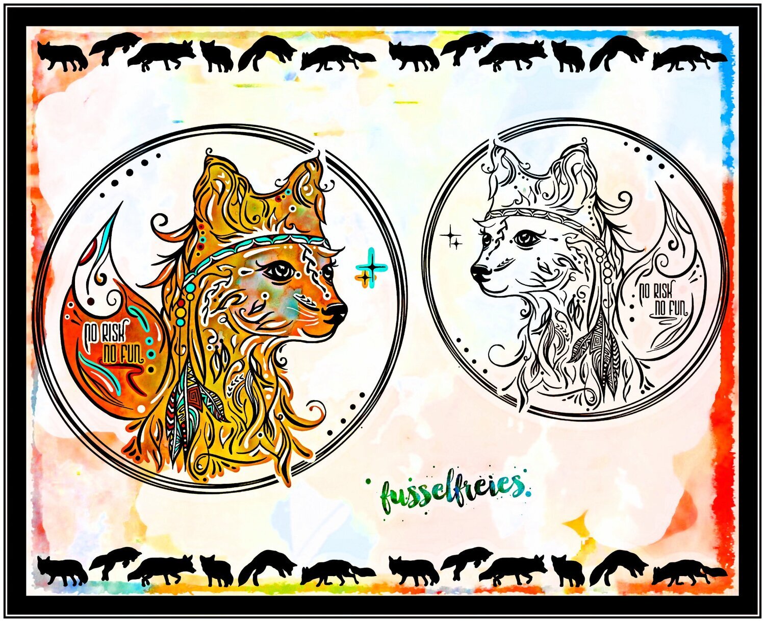Kleiner Boho Fuchs Vol2 - Plotterdatei DXF SVG Wald Tiere Mandala Plottervorlage von Fusselfreies