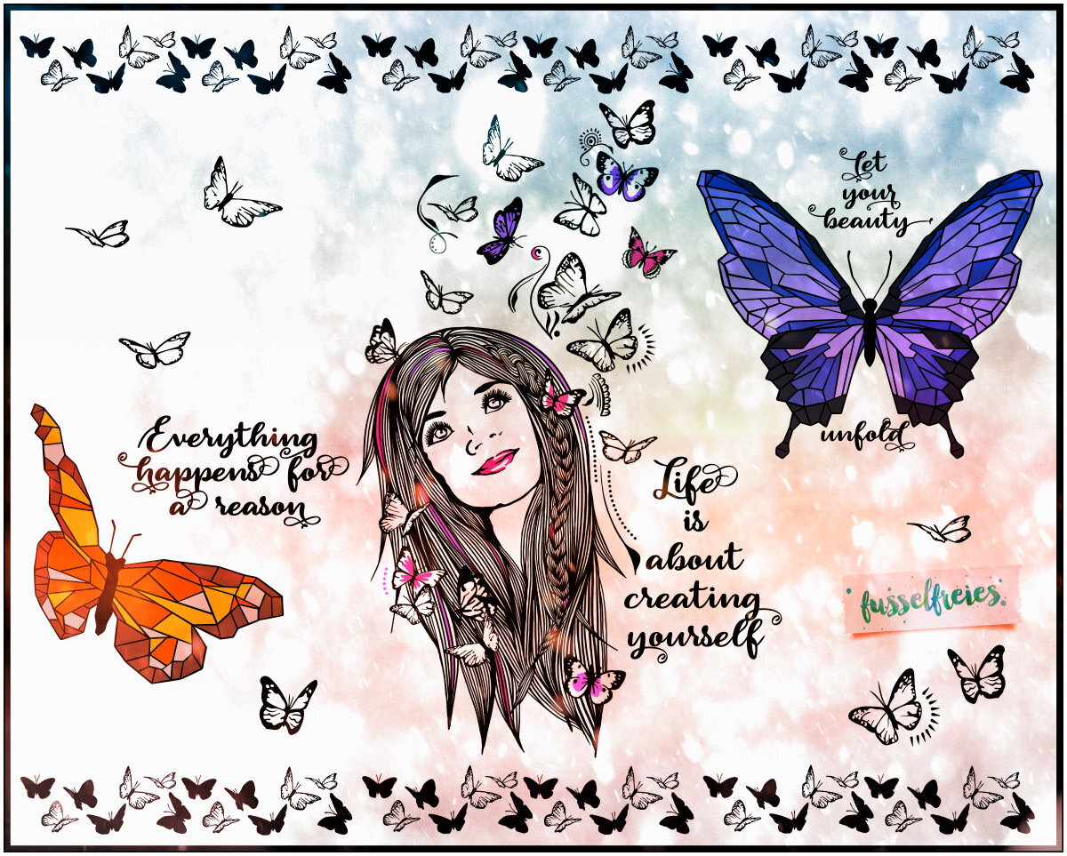 Design Schmetterlinge Vol3 - Butterfly Girl Plotterdatei DXF SVG von Fusselfreies
