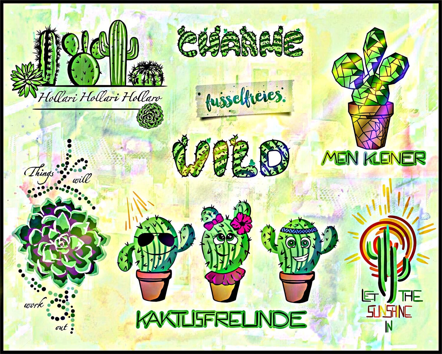 Kleiner grüner Kaktus - Kakteen Plotterdatei Plottervorlage DXF SVG Serie von Fusselfreies