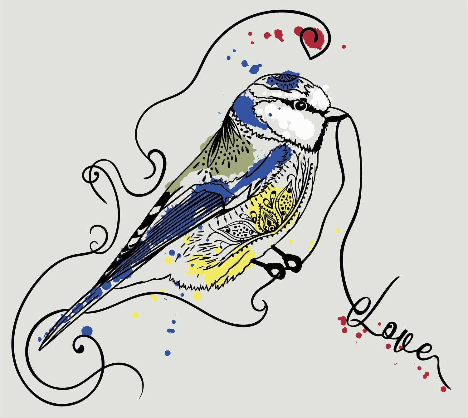 Design BLAUMEISE Aquarellstil Plotterdatei DXF SVG Design Meise Design Vogel Design Aquarell Design Fusselfreies