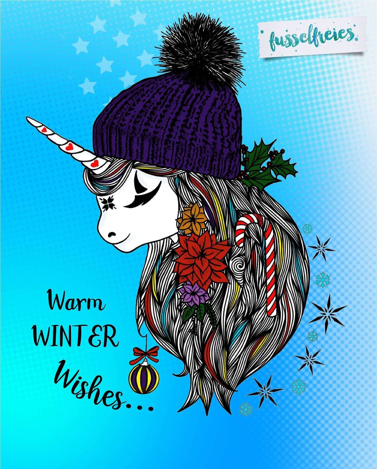 Boho Einhorn Winter - Plotterdatei DXF SVG Mandala Unicorn Pferd  Einhorn Kopf von Fusselfreies (aus Adventskalender 2018)