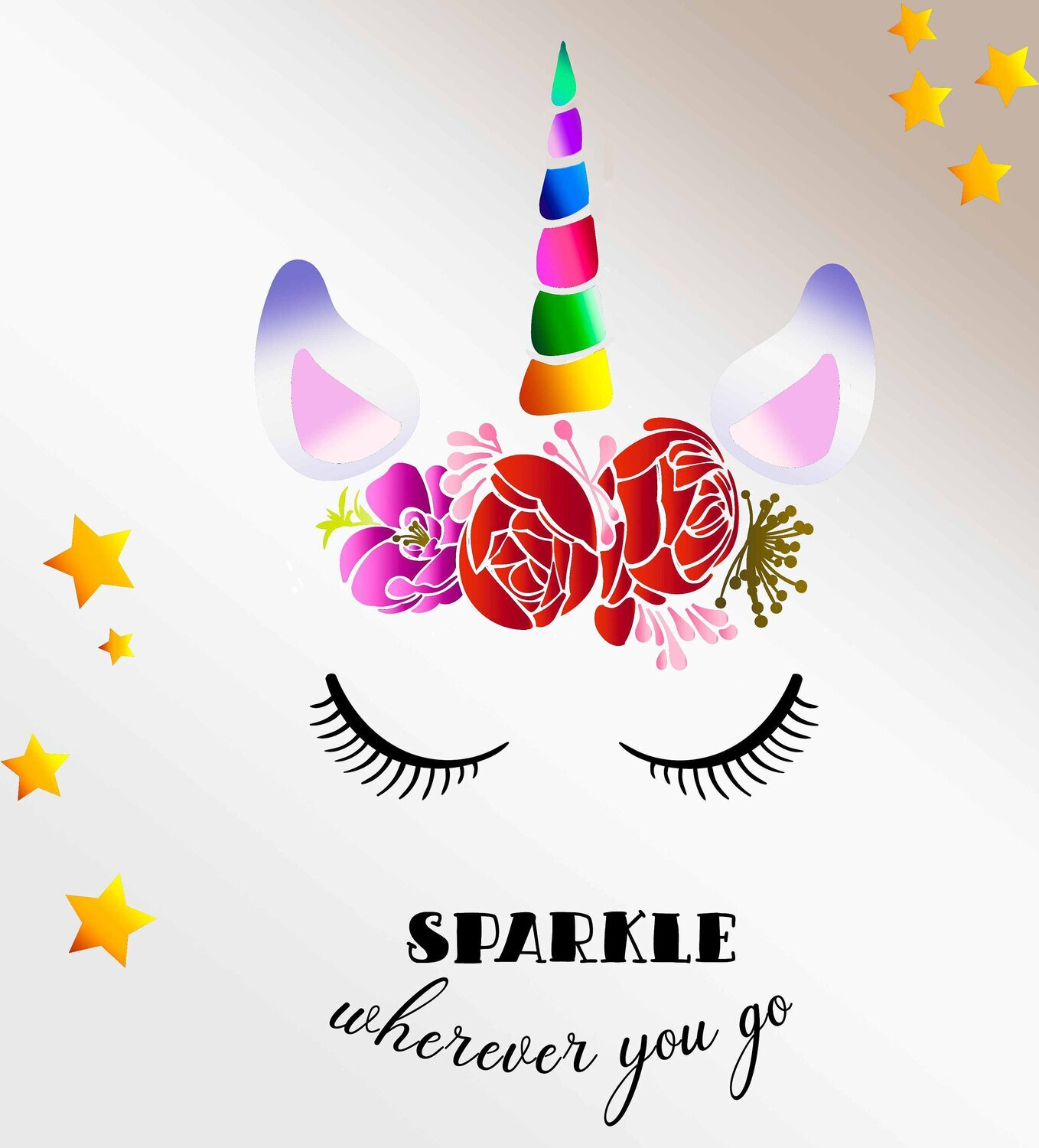 Design SPARKLING UNICORN - Plotterdatei DXF SVG Design Einhorn Design Rosen Fusselfreies