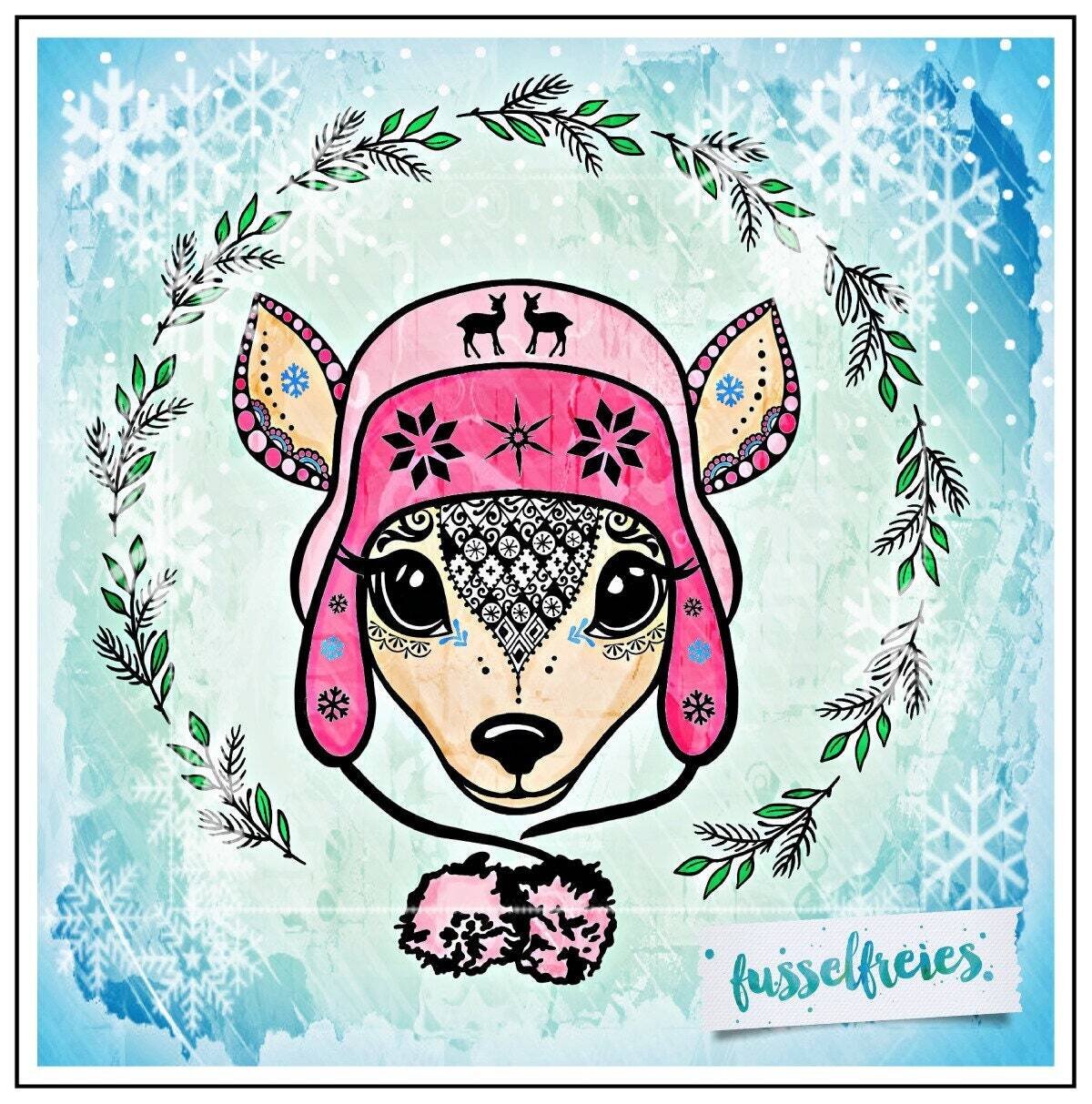 Das kleine Boho Reh im Winter Edition 2018 Plotterdatei DXF SVG von Fusselfreies