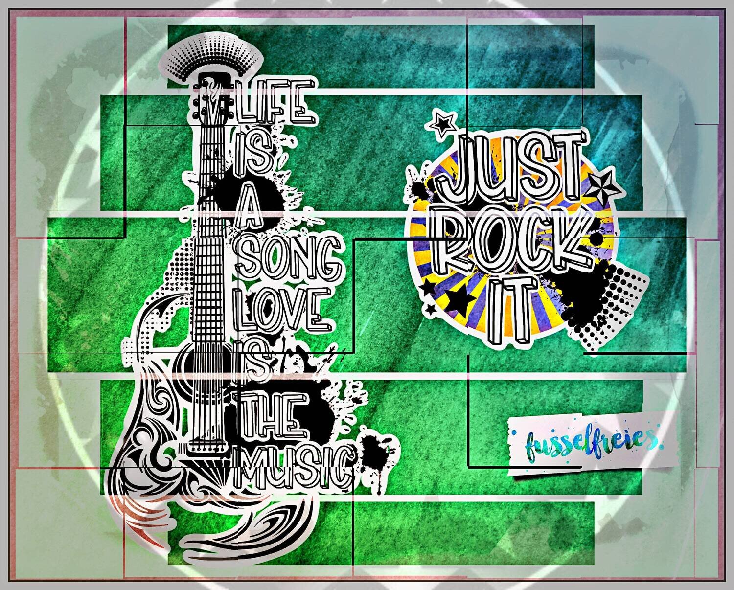 Music Love Vol4 Plotterdatei DXF SVG Gitarre - Just rock it - Design (Adventskalender 2020)