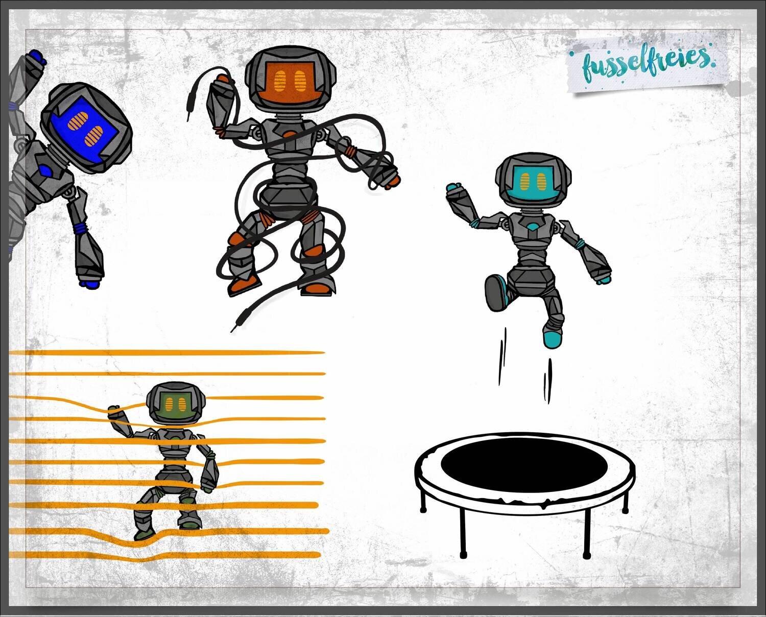 Fusselbots Vol2 - Plotterdatei DXF SVG Die lustigen Roboter, Trampolin von  Fusselfreies (Adventskalender 2019)