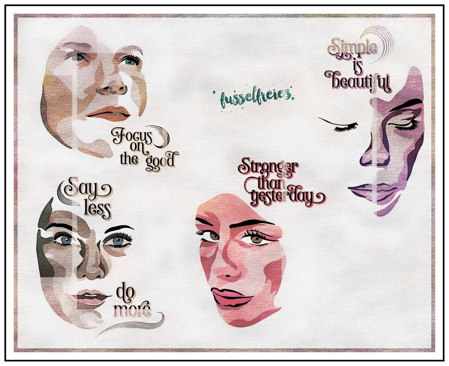 Shaded Faces - Schattengesichter Plotterdatei DXF SVG Frauen, Mädchen, Gesichter, Portrait, schattiert