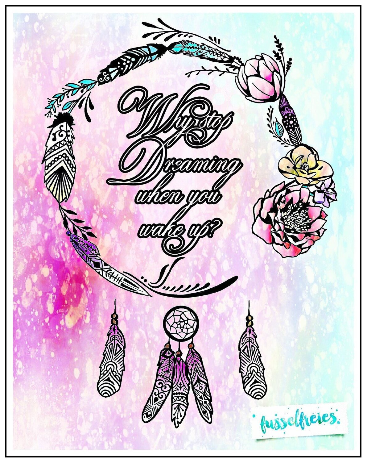 Dreaming Design Federn Traumfänger Blüten Plotterdatei DXF SVG Fusselfreies