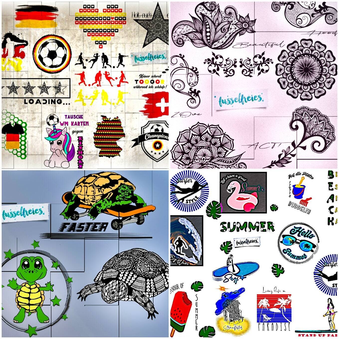 Design Megapack Mai 2018 Plotterdatei DXF SVG Fusselfreies - 43 einzigarte Designs und 62 Schriftzüge