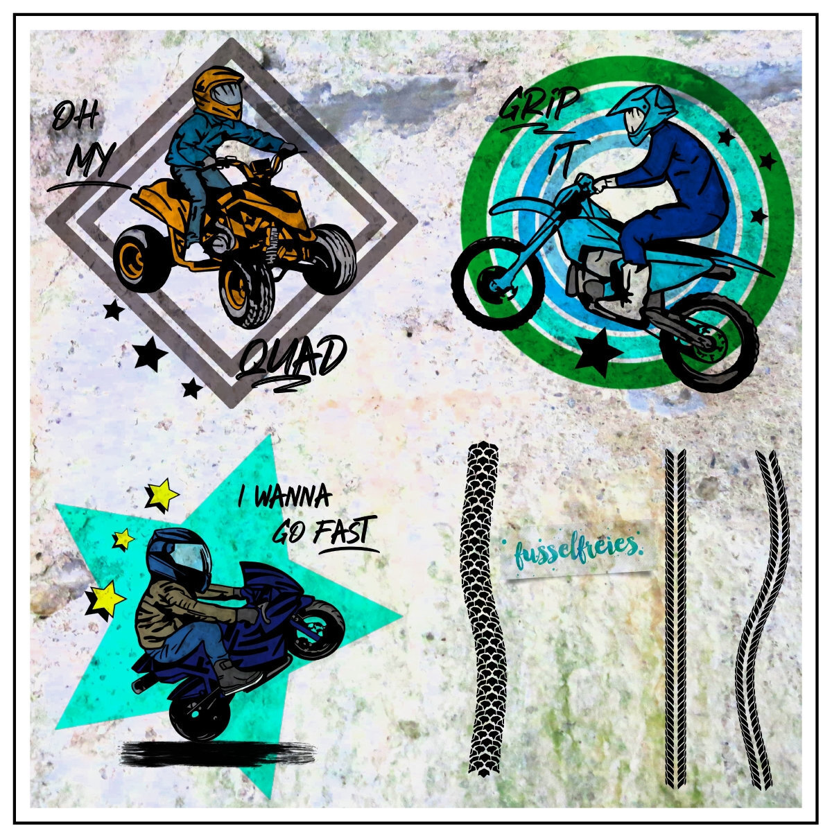 Design Serie Speed Bikes - Motorrad Quad Motocross Pocket Bike Plotterdatei DXF SVG Fusselfreies