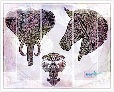 Bohomals &quot;Afrika&quot; - Plotterdatei DXF SVG Boho Elefant, Boho Zebra, Fussel Totem von Fusselfreies