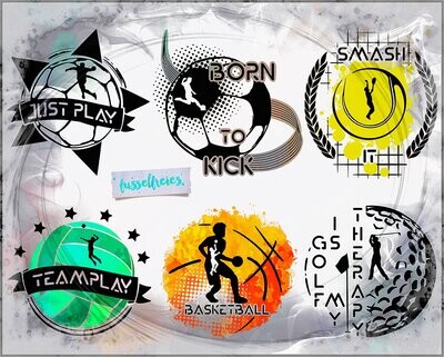 Ballsport Designs - Plotterdatei DXF SVG Fußball, Handball, Volleyball, Basketball, Tennis, Golf von Fusselfreies