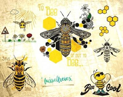 Bee Safe - Save Bees  - Rettet die Bienen Plotterdatei DXF SVG von Fusselfreies Honigbiene Honigbienen