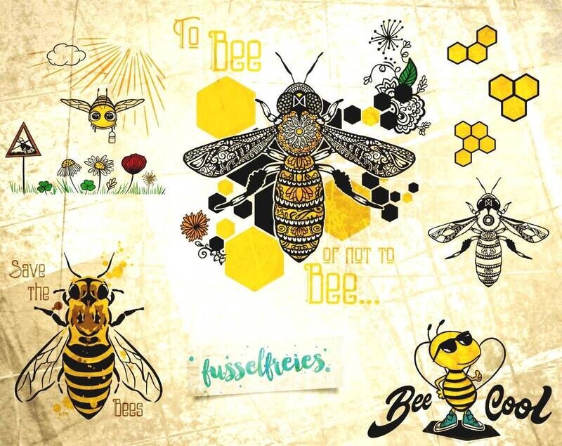 Bee Safe - Save Bees  - Rettet die Bienen Plotterdatei DXF SVG von Fusselfreies Honigbiene Honigbienen