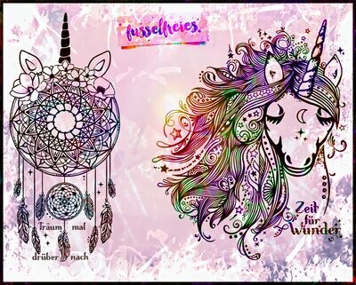 Boho Einhorn Vol3 + Einhorn Traumfänger Plotterdatei DXF SVG von Fusselfreies