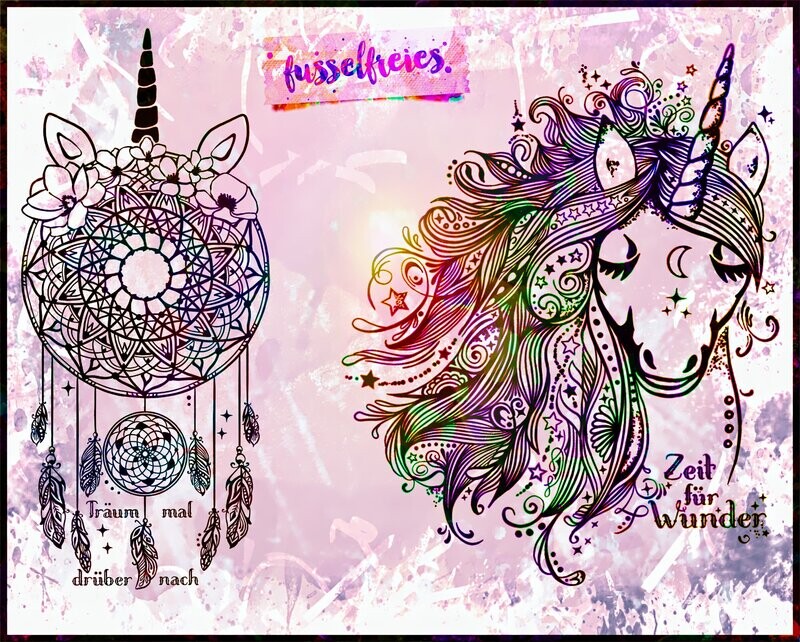 Boho Einhorn Vol3 + Einhorn Traumfänger Plotterdatei DXF SVG von Fusselfreies