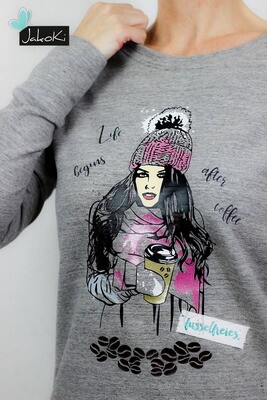 Coffee To Go Aquarellstil Plotterdatei DXF SVG Kaffee Becher Glühwein Punsch Tee Winter Herbst Schal Pudelmütze Frau von Fusselfreies